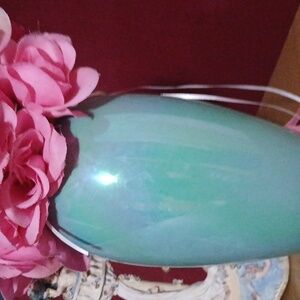 Chic Green Vase with Pink Blooms